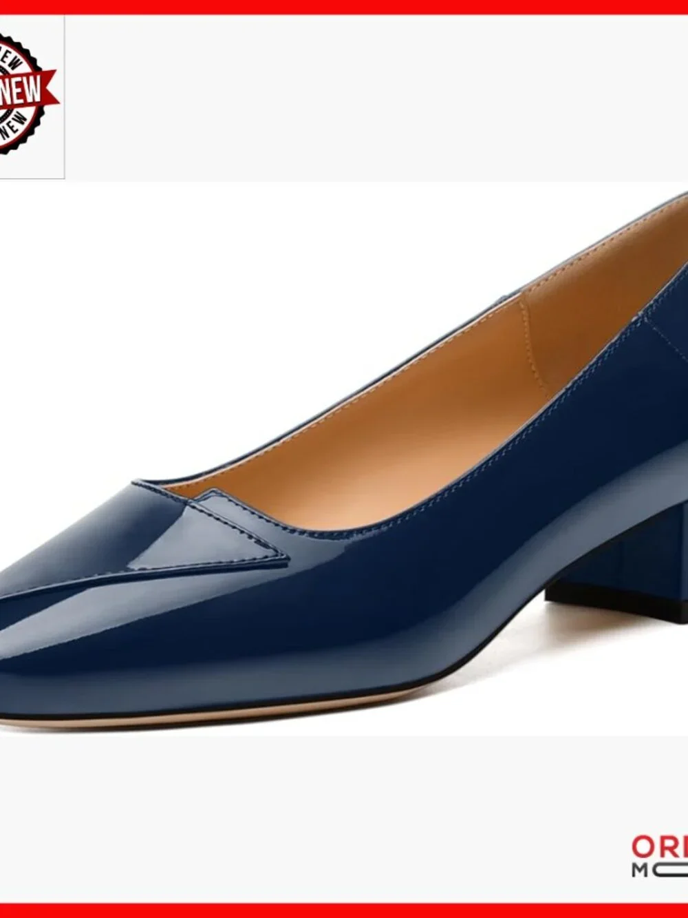 Low Chunky Block Heel Square Toe Patent Dress Pumps Size 9